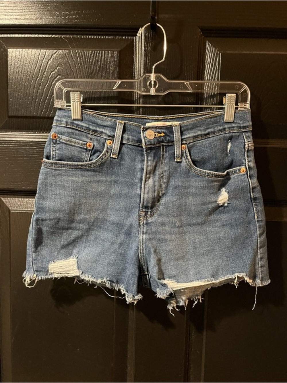 Levi’s Distressed Finish High Rise Denim Shorts